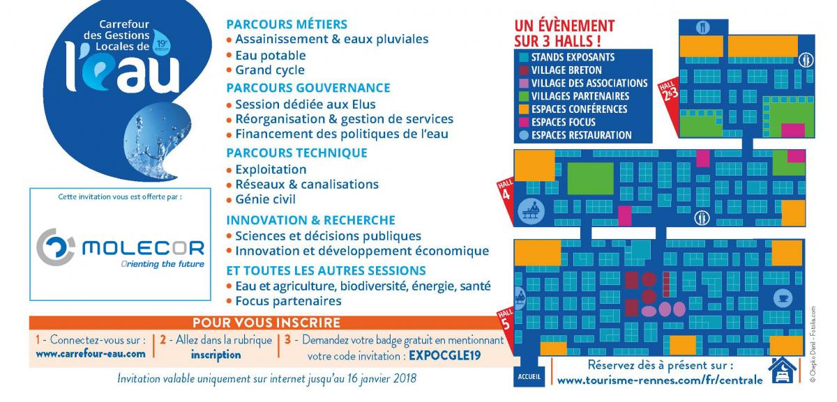 Molecor sera présent lors du  “19ème Carrefour des Gestions Locales de l’Eau” 24 et 25 Janvier à Rennes, France