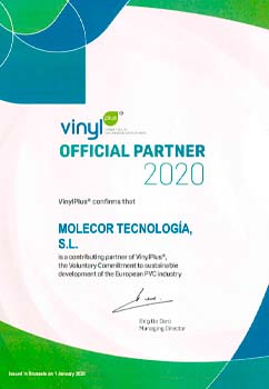 Certificado de compromiso con el desarrollo sostenible Vinyl Plus.