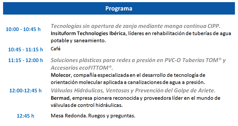 Molecor colabora en la Jornada técnica “Nuevos desarrollos y tendencias en Conducciones de agua” 